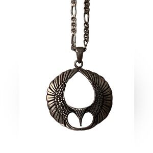 Majestic Eagle Sterling Silver Pendant & Italian Chain Mens Necklace Strength